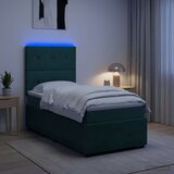  LED okvir za krevet s madracem Tamnozelena 90 x 190 cm Baršun | shoptok.hr