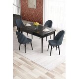 Hanah home trpezarijski set Elf, sto na razvlačenje i 4 stolice, ploča u dekoru crnog mermera, antracit tkanina Babyface | Eponuda.com
