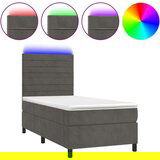  Box spring postelja z vzmetnico LED temno siva 90x190 cm žamet, (20930485) | Shoptok.si