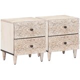  Noćni ormar 2 pcs Bijelo 40 x 33,5 x 46 cm Čvrsto drvo manga | Eponuda.com