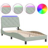Furnova Posteljni okvir z LED lučkami svetlo siv 90x200 cm žamet, (21942084) | Shoptok.si
