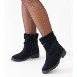  Black gathered ankle boots made of eco-suede Hinda | shoptok.hr