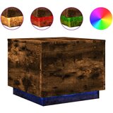 Maison Chic Klubska mizica - kavna mizica - Nizka mizica z LED lučkami dimljeni hrast 50x50x40 cm, (21752166) Cene