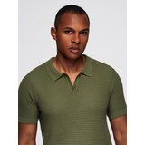 Ombre Men's knitted unbuttoned polo shirt - olive | shoptok.hr