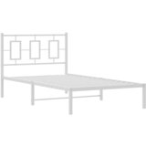vidaXL Kovinski posteljni okvir z vzglavjem bel 100x200 cm, (21038445) Cene