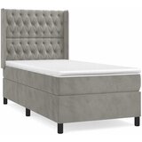 Box spring krevet s madracem svjetlosivi 90x190 cm baršunasti | shoptok.hr