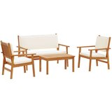 vidaXL Sofa set Set 4 Naravno Trden akacijev les | Shoptok.si