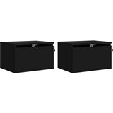  The Living Store Stenska nočna omarica z LED lučkami 2 kosa črna - Stenska Nočna Omarica, (21503130) | Shoptok.si