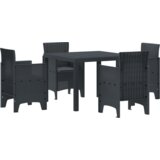 vidaXL 5-delni vrtni jedilni set z blazinami antracit poli ratan | Shoptok.si