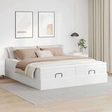 vidaXL Otomanski posteljni okvir z vzmetnicami bel 200x200cm um. usnje | Shoptok.si