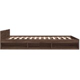 Posteljni okvir s predali rjavi hrast 150x200 cm inž. les | Shoptok.si