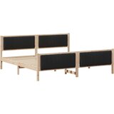  Okvir kreveta Smeđa i crna 200 x 200 cm Masivna borovina | shoptok.hr