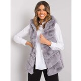 Fashion Hunters OCH BELLA Gray women's vest with a hood Cene