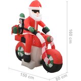 Djed Mraz na napuhavanje na motociklu LED IP44 160 cm | shoptok.hr