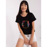 Fashion Hunters Black T-shirt with 3D print and application Cene