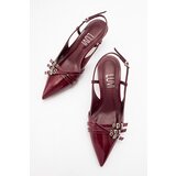 LuviShoes woss burgundy patent leather belt detail women's heeled shoes | ePonuda.com