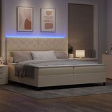  Krevet s opruga kutije s LED trakama Krema 200 x 200 cm tkanina | shoptok.hr