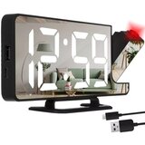  Izoxis-LED budilnik s projektorom i ogledalom – 4u1 digitalni sat, USB-C, crni Cene