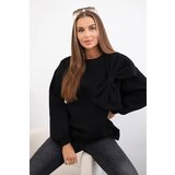 Kesi Cotton insulated sweatshirt with a large bow in black color Cene