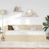 vidaXL Kotna postelja z vzmetnico z vzglavjem krema 90 x 190 cm blago | Shoptok.si
