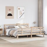 vidaXL Posteljni okvir z vzglavjem 200x200 cm trdna borovina Cene