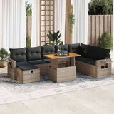 vidaXL 9-dijelni set vrtnih sofa poliratan i bagrem s jastucima sivi | shoptok.hr