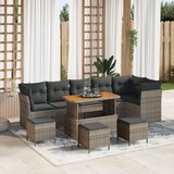 vidaXL 10 Dijelni Vrtni Sofa Set s Jastučićima Sivi Poli Ratan Akacija, 4 Dijelni Vrtni Set za Ručavanje s Jastučićima Sivi Poli Ratan Akacija Cijene