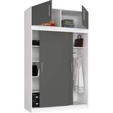 AKORD Mono Garderobna Omara Z Drsnimi Vrati Z Nadgradnjo, Bela/Siva, (5000331644) | Shoptok.si