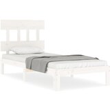 The Living Store Posteljni okvir z vzglavjem bel 90x200 cm trden les - Posteljni Okvir, (21525224) | Shoptok.si