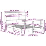 vidaXL Krevet s regalom za knjige bez madraca 160x200 cm od borovine | shoptok.hr