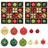  Set božićnih kuglica 88 kom. Crvena zlatna i zelena Ø 6 cm - Crvena/zlatna/zelena | shoptok.hr