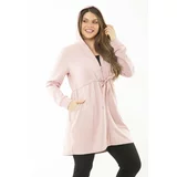 Şans Women's Plus Size Pink Hooded Waist Gathered Laced Sweatshirt