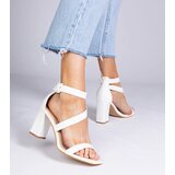 Gemre White block heel sandals with buckle Runaz | Shoptok.si