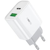 WEKOME WP-U53 Super brzi Strujni GaN Punjač, 2-porta USB (3.0 i PD-tipC) 20W, beli Cene