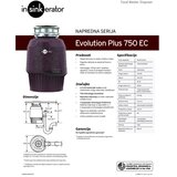 Insinkerator Drobilica IN-SINK-ERATOR EVOLUTION PLUS 750 EC (uključen krom pneumatski prekidač) | shoptok.hr