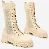 Resti Women's openwork cream lace-up boots Buhomias | shoptok.hr