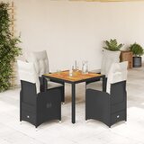 vidaXL Vrtna bistro garnitura 5-delna z blazinami črn poli ratan | Shoptok.si