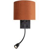 QAZQA Wandlamp zwart met flexarm en kap oranje met gouden binnenkant 18cm - Brescia Combi Cene