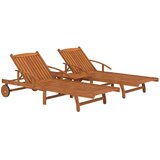  2-dijelni set ležaljki za sunčanje sa stolićem bagremovo drvo | shoptok.hr