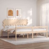  Kreveta s uzglavljem 200 x 200 cm od masivnog drva | shoptok.hr