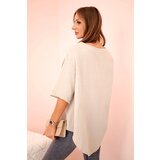Kesi Włoski Women's muslin shirt with a button dark beige | shoptok.hr
