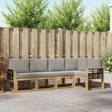  Set vanjskih sofa 5 kom. Bijela i svjetlosiva Smeđa 247 x 128,5 x 73 cm | Shoptok.si