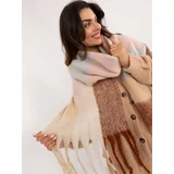 Fashion Hunters Light brown and beige thick winter scarf