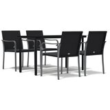  5-dijelni vrtni blagovaonski set s jastucima poliratan i čelik Crna Dužina stola 140 cm | shoptok.hr