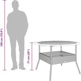 vidaXL Vrtna miza z leseno mizno ploščo bež Ø110x71 cm poli ratan | Shoptok.si