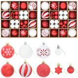  Set božićnih kuglica 88 kom. Crvena i bijela Ø 6 cm Plastika | shoptok.hr