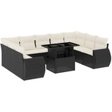  10-dijelni set vrtnih sofa s jastucima crni od poliratana Crna 100 x 55 x 73 cm | Shoptok.si