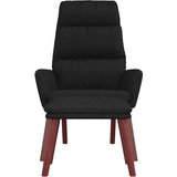  Stolica za opuštanje s tabureom od tkanine crna | shoptok.hr
