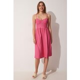  Women's Dark Pink Strapless Summer Knitted Dress | Shoptok.si
