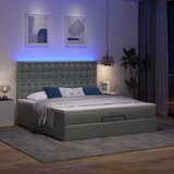 vidaXL Otomanski posteljni okvir z vzmetnicami siv 200x200 cm blago | Shoptok.si